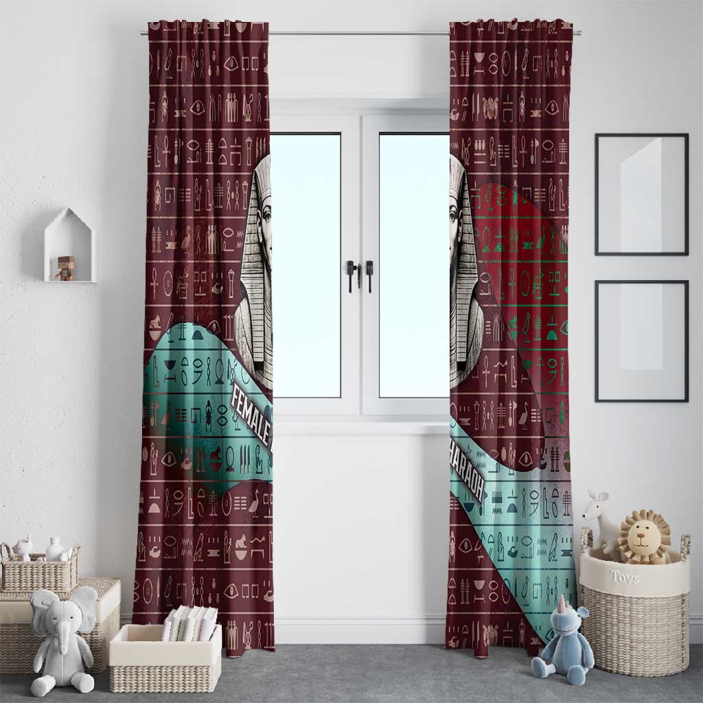 Hatshepsut Window Curtain with Pharaoh Bust Illustration, Female Pharaoh Title and Egyptian Hieroglyph - African Pride