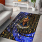 Hatshepsut Area Rug with Queen King Portrait, Temple Illustration and Blue-Gold Hieroglyphic - African Pride