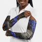 Hatshepsut Arm Sleeves with Queen King Portrait, Temple Illustration and Blue-Gold Hieroglyphic - African Pride