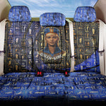 Hatshepsut Back Car Seat Cover with Queen King Portrait, Temple Illustration and Blue-Gold Hieroglyphic - African Pride