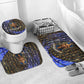 Hatshepsut Bathroom Set with Queen King Portrait, Temple Illustration and Blue-Gold Hieroglyphic - African Pride