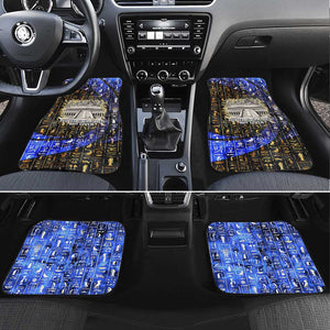 Hatshepsut Car Mats with Queen King Portrait, Temple Illustration and Blue-Gold Hieroglyphic - African Pride