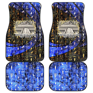 Hatshepsut Car Mats with Queen King Portrait, Temple Illustration and Blue-Gold Hieroglyphic - African Pride