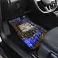Hatshepsut Car Mats with Queen King Portrait, Temple Illustration and Blue-Gold Hieroglyphic - African Pride