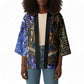 Hatshepsut Kimono with Queen King Portrait, Temple Illustration and Blue-Gold Hieroglyphic - African Pride