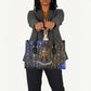 Hatshepsut Leather Bag with Queen King Portrait, Temple Illustration and Blue-Gold Hieroglyphic - African Pride