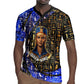 Hatshepsut Rugby Jersey with Queen King Portrait, Temple Illustration and Blue-Gold Hieroglyphic - African Pride