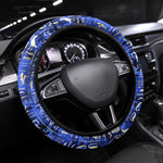 Hatshepsut Steering Wheel Cover with Queen King Portrait, Temple Illustration and Blue-Gold Hieroglyphic - African Pride