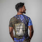 Hatshepsut T shirt with Queen King Portrait, Temple Illustration and Blue-Gold Hieroglyphic - African Pride