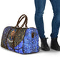 Hatshepsut Travel Bag with Queen King Portrait, Temple Illustration and Blue-Gold Hieroglyphic - African Pride