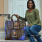 Hatshepsut Travel Bag with Queen King Portrait, Temple Illustration and Blue-Gold Hieroglyphic - African Pride