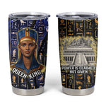 Hatshepsut Tumbler Cup with Queen King Portrait, Temple Illustration and Blue-Gold Hieroglyphic - African Pride