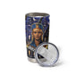 Hatshepsut Tumbler Cup with Queen King Portrait, Temple Illustration and Blue-Gold Hieroglyphic - African Pride