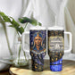 Hatshepsut Tumbler With Handle with Queen King Portrait, Temple Illustration and Blue-Gold Hieroglyphic - African Pride