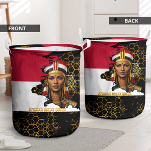 Hatshepsut Laundry Basket with Royal Portrait, Pre-Colonial Empires Text and Red-Black Honeycomb - African Pride