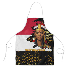 Hatshepsut Apron with Royal Portrait, Pre-Colonial Empires Text and Red-Black Honeycomb - African Pride