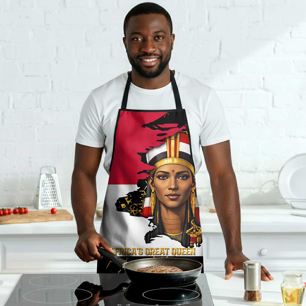Hatshepsut Apron with Royal Portrait, Pre-Colonial Empires Text and Red-Black Honeycomb - African Pride