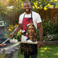 Hatshepsut Apron with Royal Portrait, Pre-Colonial Empires Text and Red-Black Honeycomb - African Pride