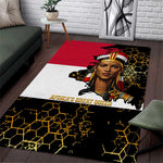 Hatshepsut Area Rug with Royal Portrait, Pre-Colonial Empires Text and Red-Black Honeycomb - African Pride