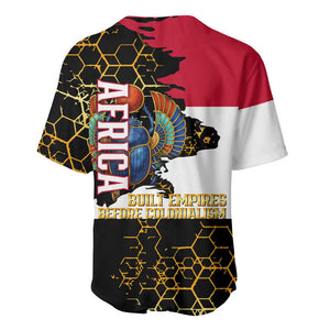 Hatshepsut Baseball Jersey with Royal Portrait, Pre-Colonial Empires Text and Red-Black Honeycomb - African Pride