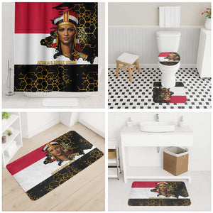 Hatshepsut Bathroom Set with Royal Portrait, Pre-Colonial Empires Text and Red-Black Honeycomb - African Pride