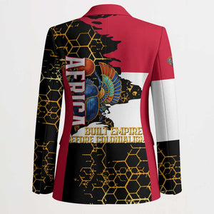 Hatshepsut Blazer with Royal Portrait, Pre-Colonial Empires Text and Red-Black Honeycomb - African Pride