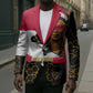 Hatshepsut Blazer with Royal Portrait, Pre-Colonial Empires Text and Red-Black Honeycomb - African Pride