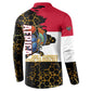 Hatshepsut Button Sweatshirt with Royal Portrait, Pre-Colonial Empires Text and Red-Black Honeycomb