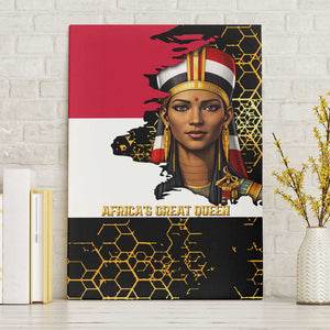Hatshepsut Canvas Wall Art with Royal Portrait, Pre-Colonial Empires Text and Red-Black Honeycomb - African Pride