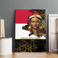 Hatshepsut Canvas Wall Art with Royal Portrait, Pre-Colonial Empires Text and Red-Black Honeycomb - African Pride