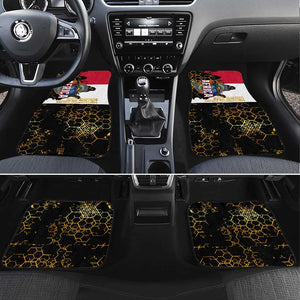 Hatshepsut Car Mats with Royal Portrait, Pre-Colonial Empires Text and Red-Black Honeycomb - African Pride