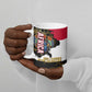 Hatshepsut Ceramic Mug with Royal Portrait, Pre-Colonial Empires Text and Red-Black Honeycomb - African Pride