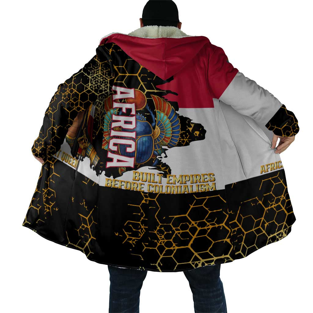 Hatshepsut Cloak with Royal Portrait, Pre-Colonial Empires Text and Red-Black Honeycomb - African Pride