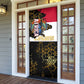 Hatshepsut Door Cover with Royal Portrait, Pre-Colonial Empires Text and Red-Black Honeycomb - African Pride