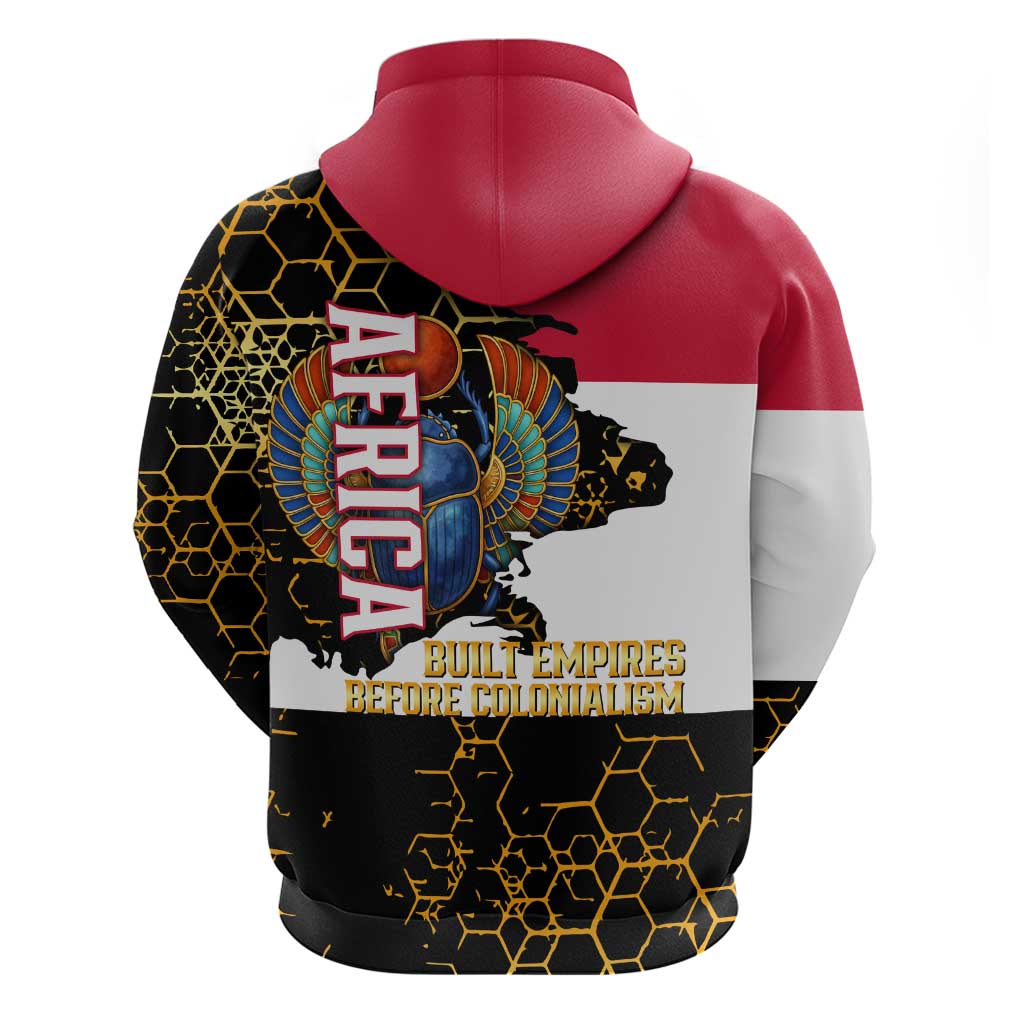 Hatshepsut Hoodie with Royal Portrait, Pre-Colonial Empires Text and Red-Black Honeycomb - African Pride