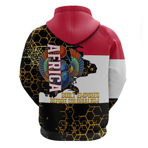 Hatshepsut Hoodie with Royal Portrait, Pre-Colonial Empires Text and Red-Black Honeycomb - African Pride