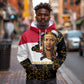 Hatshepsut Hoodie with Royal Portrait, Pre-Colonial Empires Text and Red-Black Honeycomb - African Pride
