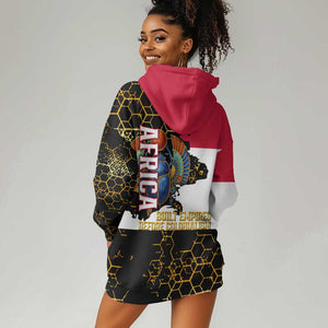 Hatshepsut Hoodie Dress with Royal Portrait, Pre-Colonial Empires Text and Red-Black Honeycomb - African Pride