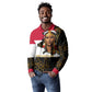 Hatshepsut Long Sleeve Polo Shirt with Royal Portrait, Pre-Colonial Empires Text and Red-Black Honeycomb - African Pride