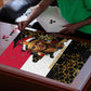 Hatshepsut Puzzle with Royal Portrait, Pre-Colonial Empires Text and Red-Black Honeycomb - African Pride