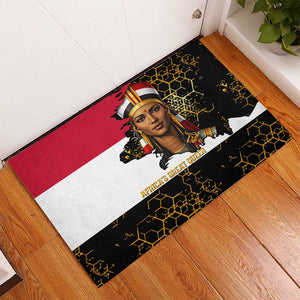 Hatshepsut Rubber Doormat with Royal Portrait, Pre-Colonial Empires Text and Red-Black Honeycomb - African Pride