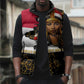 Hatshepsut Sleeveless Puffer Jacket with Royal Portrait, Pre-Colonial Empires Text and Red-Black Honeycomb - African Pride