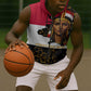 Hatshepsut Sleeveless Zip Hoodie with Royal Portrait, Pre-Colonial Empires Text and Red-Black Honeycomb - African Pride