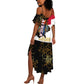 Hatshepsut Summer Maxi Dress with Royal Portrait, Pre-Colonial Empires Text and Red-Black Honeycomb - African Pride