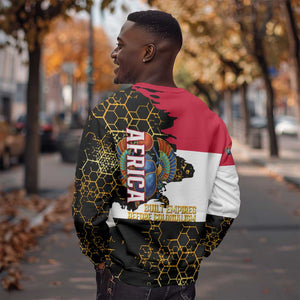 Hatshepsut Sweatshirt with Royal Portrait, Pre-Colonial Empires Text and Red-Black Honeycomb - African Pride