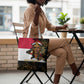 Hatshepsut Tote Bag with Royal Portrait, Pre-Colonial Empires Text and Red-Black Honeycomb - African Pride