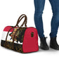 Hatshepsut Travel Bag with Royal Portrait, Pre-Colonial Empires Text and Red-Black Honeycomb - African Pride