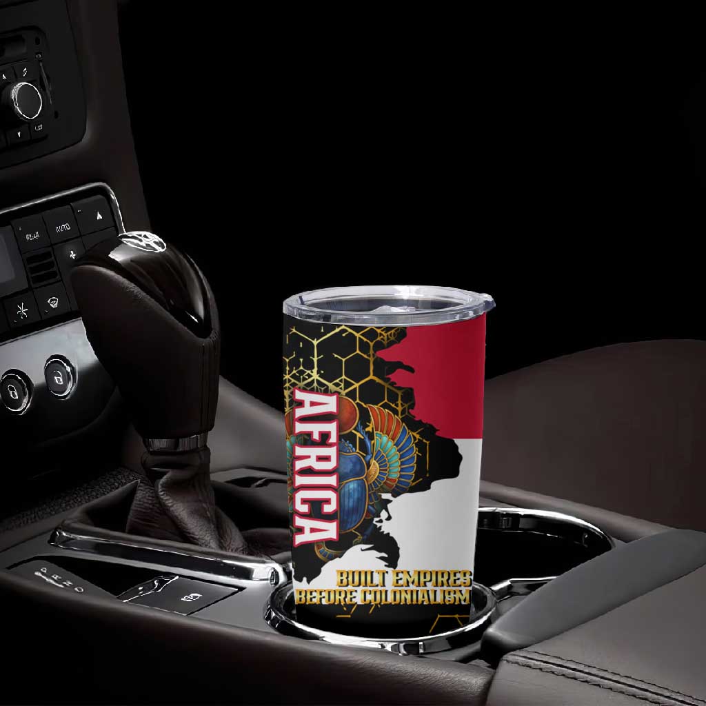 Hatshepsut Tumbler Cup with Royal Portrait, Pre-Colonial Empires Text and Red-Black Honeycomb - African Pride