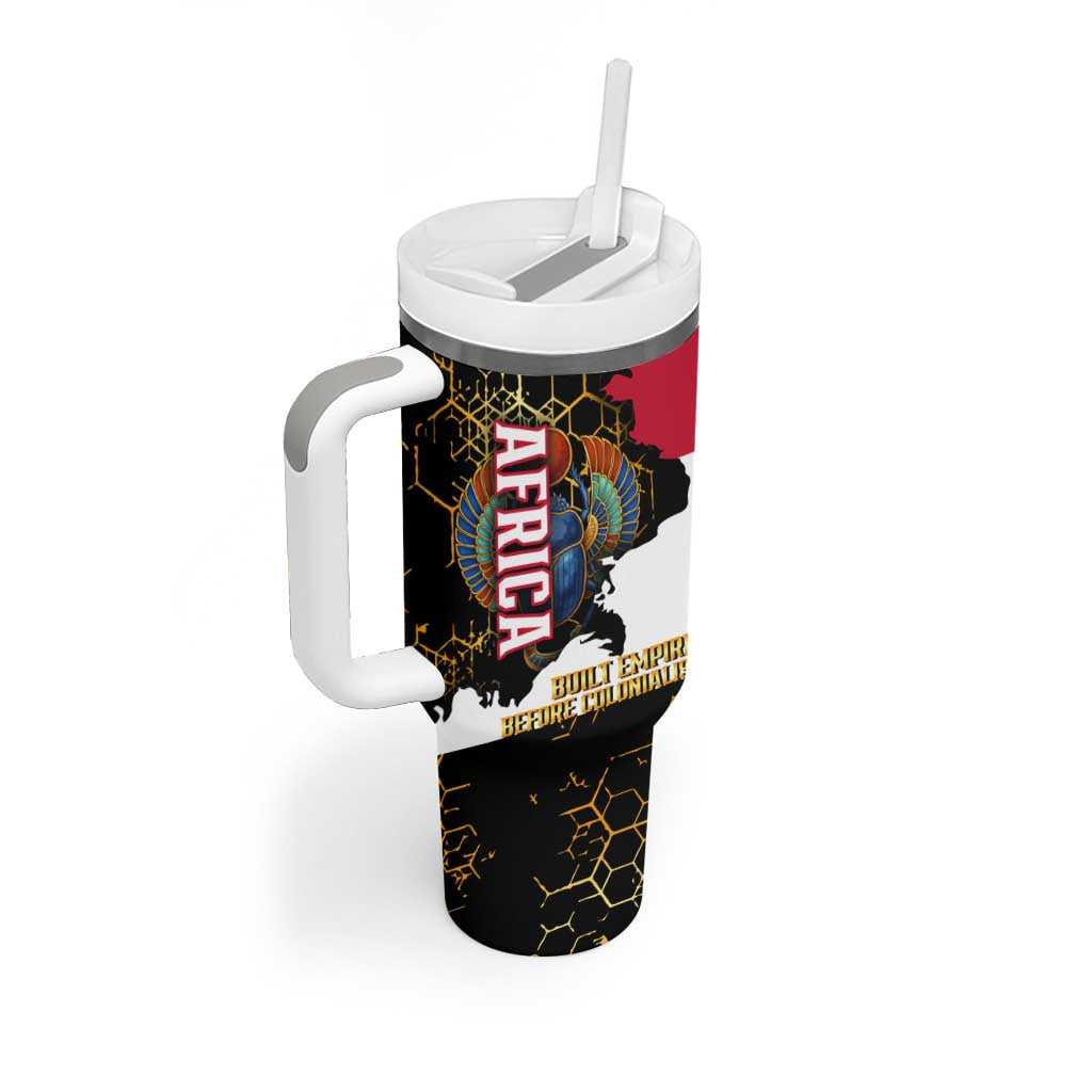 Hatshepsut Tumbler With Handle with Royal Portrait, Pre-Colonial Empires Text and Red-Black Honeycomb - African Pride