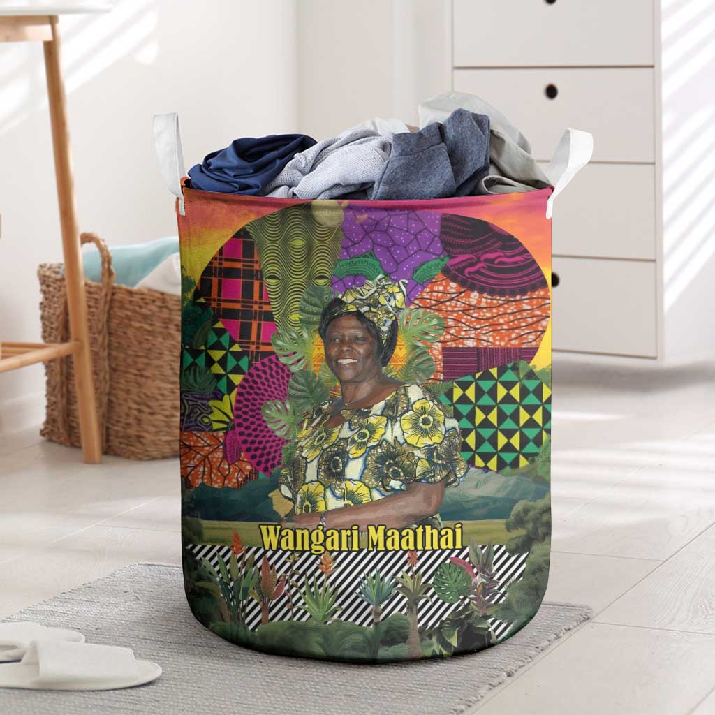 Wangari Maathai Laundry Basket Colorful Nature-Inspired Design Empowerment Quote African Print Environmental - African Pride